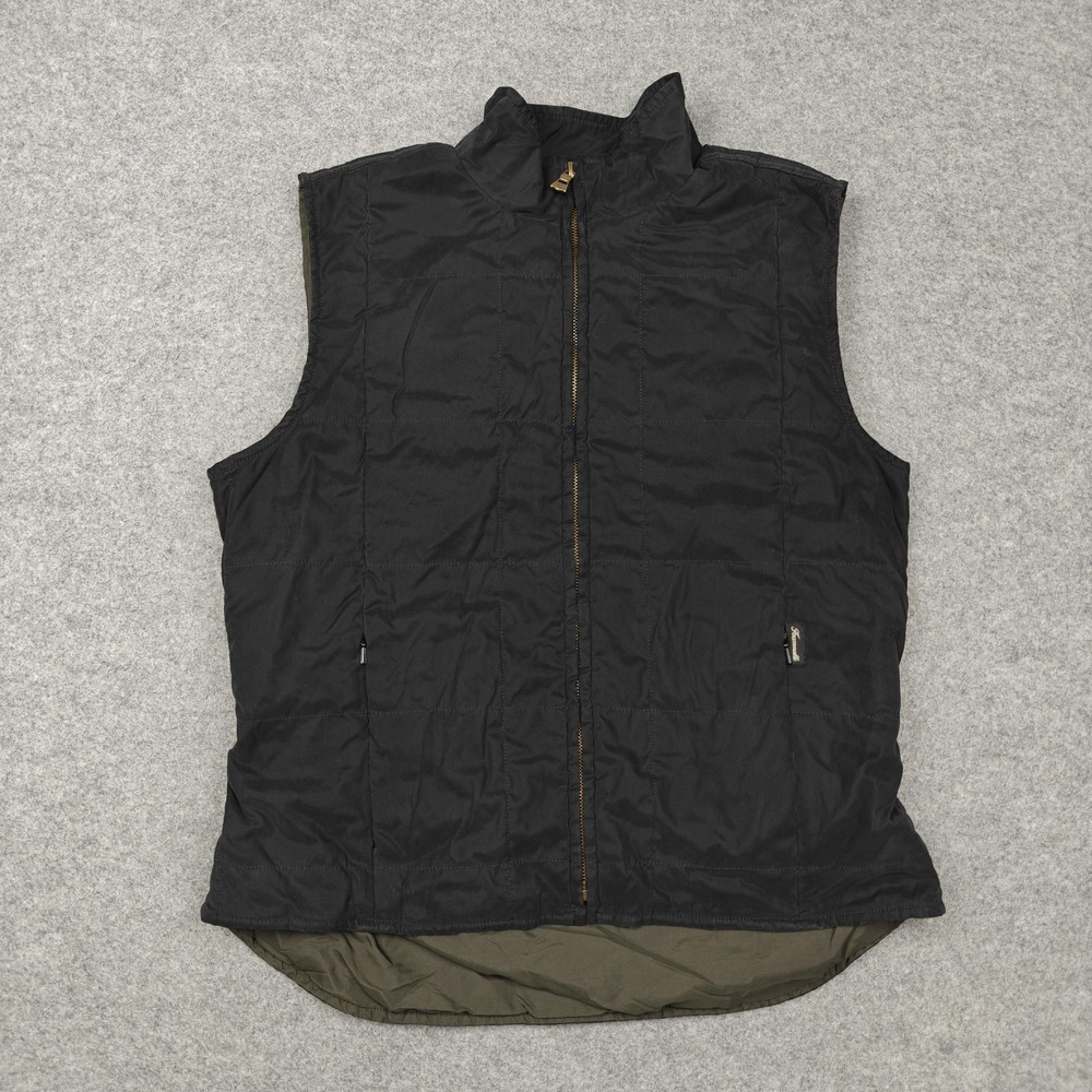 Vintage Faconnable Vest Mens Medium Black Quilted Water Resistant Full Zip